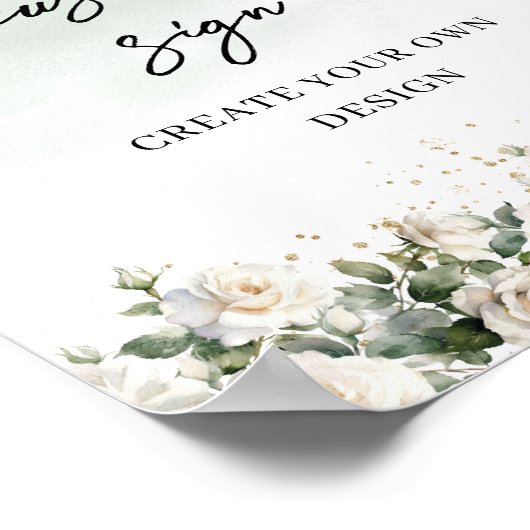 Waterverf witte rozen creëer uw eigen aangepaste t poster (Hoek)