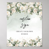 Waterverf witte rozen creëer uw eigen aangepaste t poster (Voorkant)