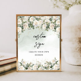 Waterverf witte rozen creëer uw eigen aangepaste t poster