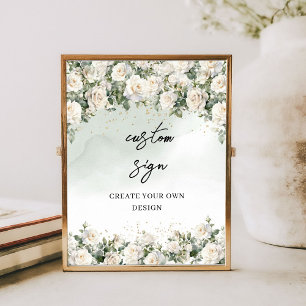 Waterverf witte rozen creëer uw eigen aangepaste t poster