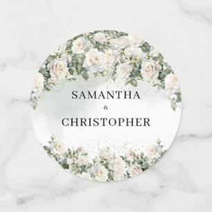 Waterverf witte rozen groen en gouden bruiloft confetti