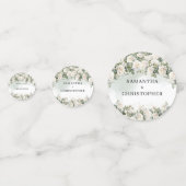 Waterverf witte rozen groen en gouden bruiloft confetti (Voorkanten)