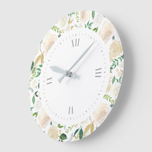 Waterverf witte rozen grote klok (Hoek)