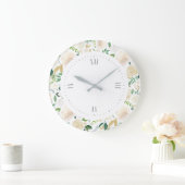 Waterverf witte rozen grote klok (Huis)