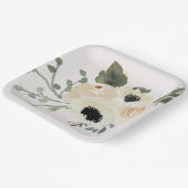 Waterverf witte rozen papieren bordje (Gebogen)