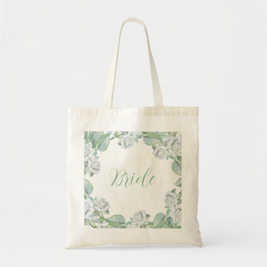 Waterverf witte rozen tote bag (Voorkant)