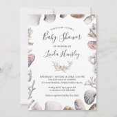 Waterverf Witte Schelp Strand Baby Shower Kaart (Voorkant)