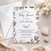 Waterverf Witte Schelp Strand Baby Shower Kaart
