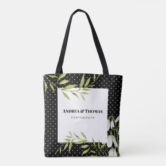 Waterverf Witte Snowdruppels en Laurel Polka Dots Tote Bag (Achterkant)