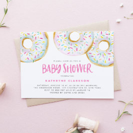Waterverf Witte Sprinkle Donuts Baby shower Kaart