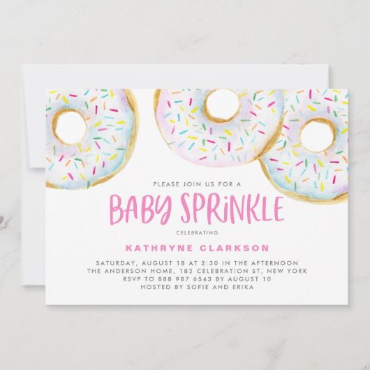 Waterverf Witte Sprinkle Donuts Baby Sprinkle Kaart (Voorkant)