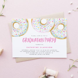 Waterverf Witte Sprinkle Donuts Graduation Party Kaart