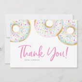 Waterverf Witte Sprinkle Donuts Verjaardag Bedankkaart (Voorkant)