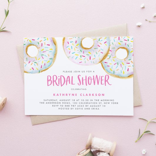 Waterverf Witte Sprinkle Donuts Vrijgezellenfeest Kaart