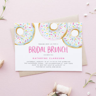 Waterverf Witte Strook Donuts Bridal Brunch Kaart