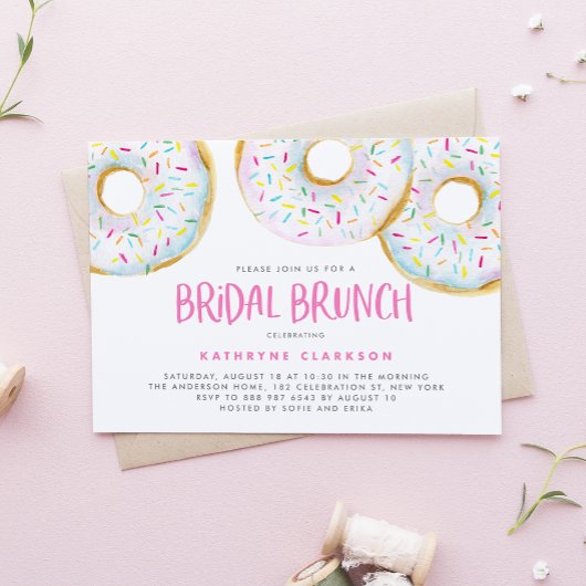 Waterverf Witte Strook Donuts Bridal Brunch Kaart