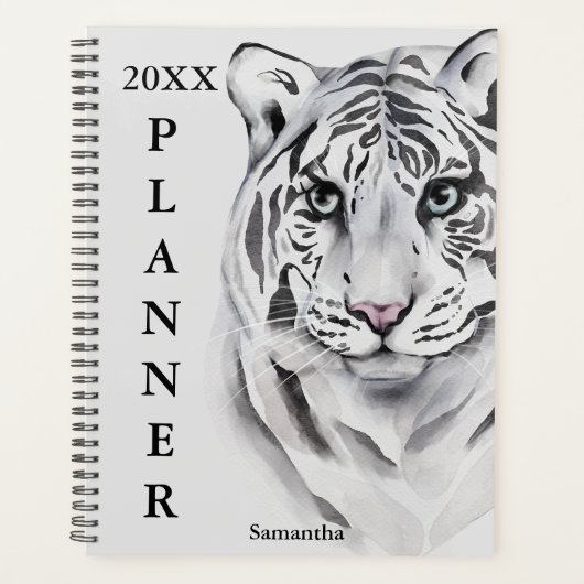 Waterverf Witte Tijger Custom Planner (Voorkant)