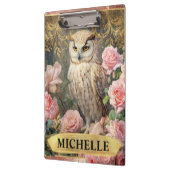 Waterverf  Witte Uil en Roze Rozen Klembord (Links)