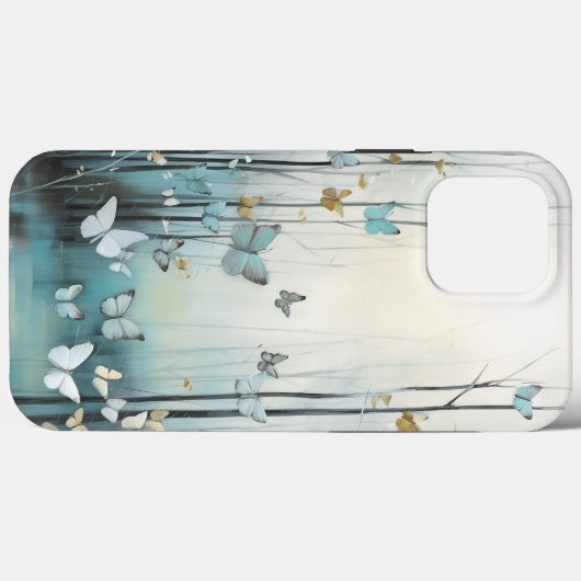 Waterverf, Witte Vlinders in Blauw Bos Case-Mate iPhone Case (Achterkant (horizontaal))