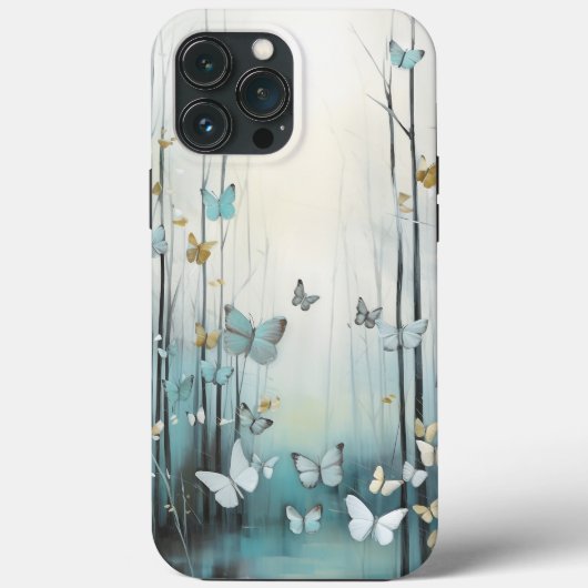 Waterverf, Witte Vlinders in Blauw Bos Case-Mate iPhone Case (Achterkant)