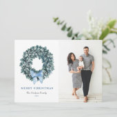 Waterverf Witte Winterberg Krans Kerstfoto Feestdagenkaart (Staand voorkant)