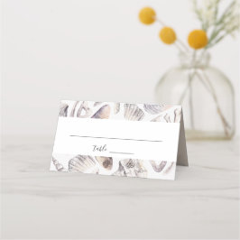 Waterverf Witte Zee Shell Coral Beach Wedding Plaatskaartje