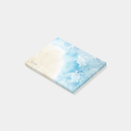 Waterverf witte zeeschildpad post-it® notes (Schuin)