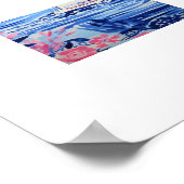 Waterverf Witte Zeilboten Blauw Water Roze Bloemen Poster (Hoek)