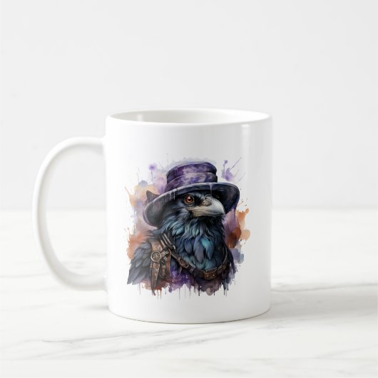 Waterverf Wizard Raven Bird Koffiemok (Links)