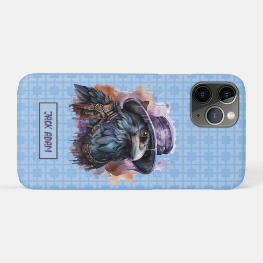 Waterverf Wizard Raven Bird Naam aanpassen Case-Mate iPhone Case (Achterkant (horizontaal))
