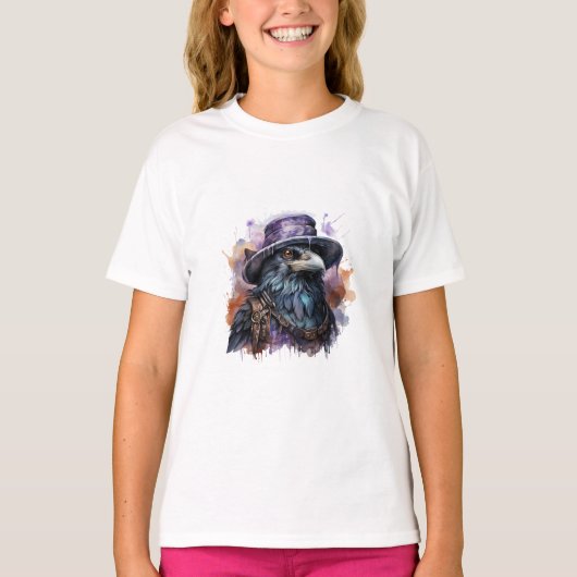 Waterverf Wizard Raven Bird T-shirt (Voorkant)
