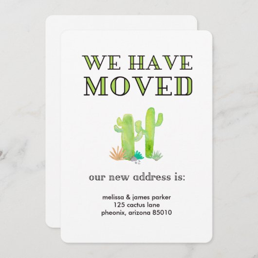 Waterverf woestijn - Cactus - adreswijziging Aankondiging (Voorkant / Achterkant)