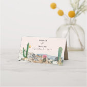 Waterverf Woestijn Cactus Boho Bruiloft Plaatskaartje (Achterkant)