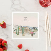 Waterverf Woestijn Cactus Boho Bruiloft Servet (Insitu)