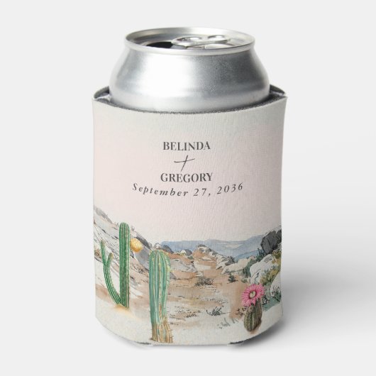 Waterverf Woestijn Cactus Boho Trouwcadeau Blikjeskoeler (Blikje Voorkant)