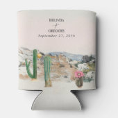Waterverf Woestijn Cactus Boho Trouwcadeau Blikjeskoeler (Achterkant)
