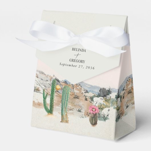 Waterverf Woestijn Cactus Boho Trouwgunst Bedankdoosjes (Voorkant Zijde)