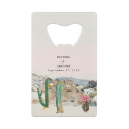 Waterverf Woestijn Cactus Boho Trouwgunst Creditkaart Flessenopener