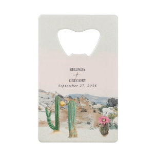 Waterverf Woestijn Cactus Boho Trouwgunst Creditkaart Flessenopener