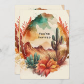 Waterverf woestijn cactus en bergen bruiloft kaart (Voorkant / Achterkant)