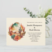 Waterverf woestijn cactus en bergen bruiloft kaart (Staand voorkant)