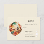 Waterverf woestijn cactus en bergen bruiloft RSVP kaartje (Voorkant / Achterkant)