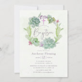 Waterverf Woestijn Cactus Succulenten Baby Doop Kaart (Voorkant)