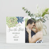 Waterverf Woestijn Cactus Succulenten Bewaar de Da Save The Date (Staand voorkant)