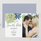 Waterverf Woestijn Cactus Succulenten Bewaar de Da Save The Date (Voorkant / Achterkant)