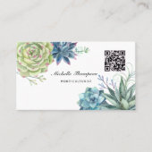 Waterverf Woestijn Cactus Succulenten QR Code Visitekaartje (Voorkant)