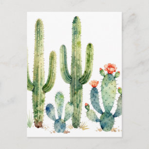 Waterverf Woestijn Cactus Tuin Briefkaart