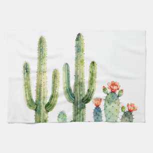 Waterverf Woestijn Cactus Tuin Theedoek