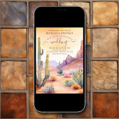 Waterverf woestijn en cactus alles in één bruiloft kaart