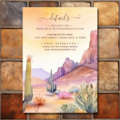 Waterverf woestijn en cactus bruiloft details informatiekaartje